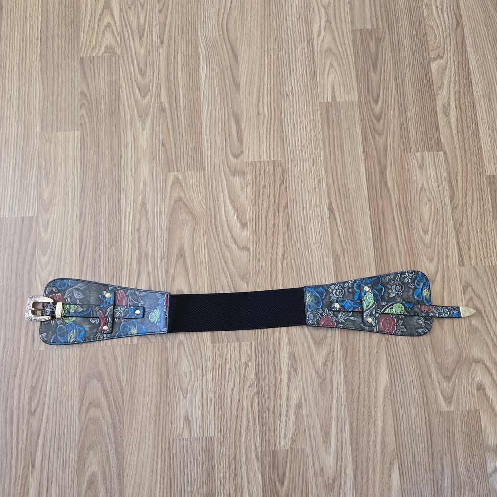 Floral Patterned Belt with Buckle